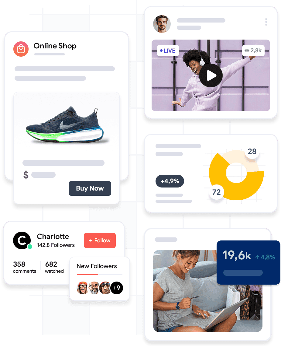 Illustration of website and customer activity in one system
