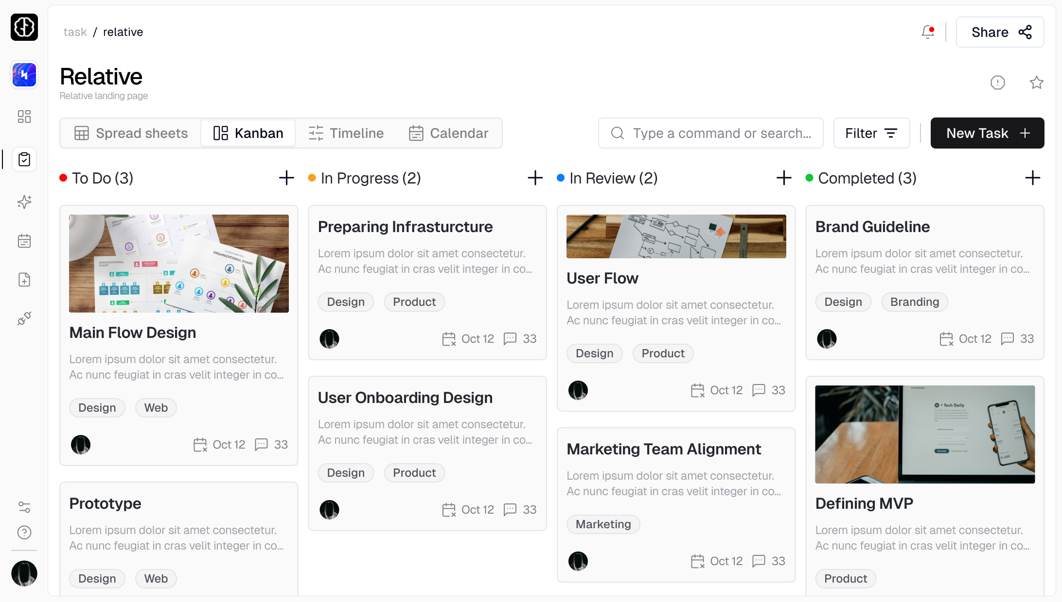 Productivity dashboard preview
